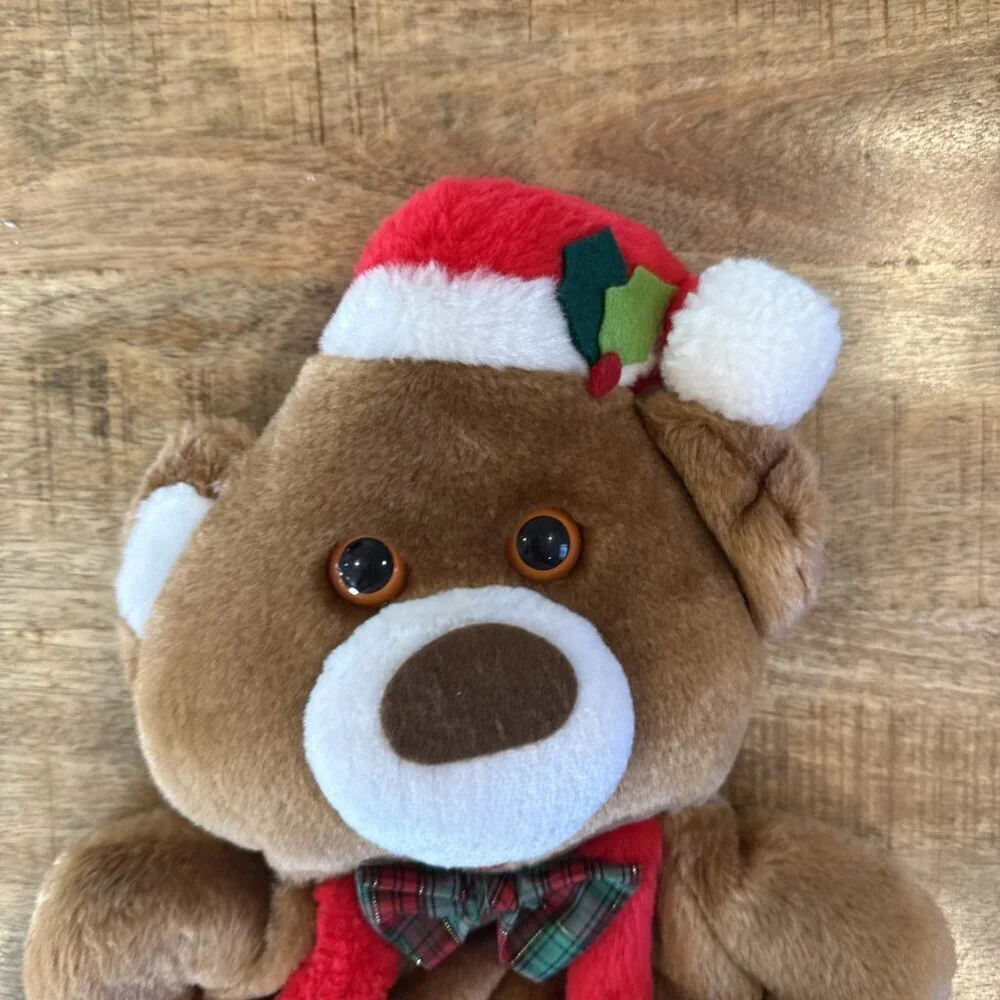 1985 Rennoc Santa’s Best 3D Brown Teddy Bear Plush Christmas Stocking 21